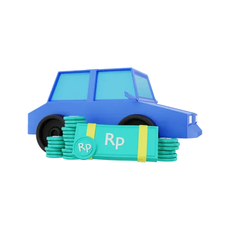 Car with Rupiah money  3D Illustration
