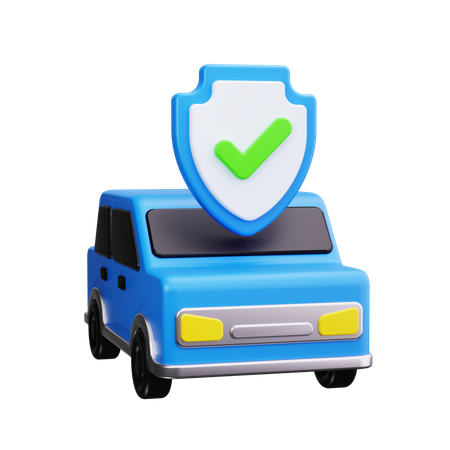 Car With Shield  3D Icon