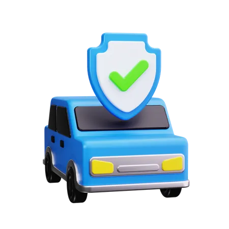 Car With Shield  3D Icon