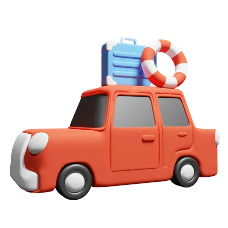 Car With Suitcase  3D Icon