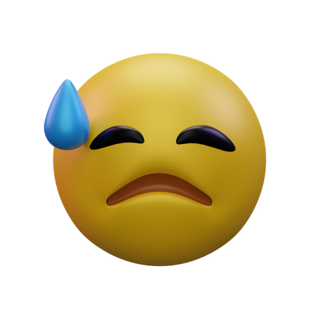 Cara abatida con sudor  3D Icon
