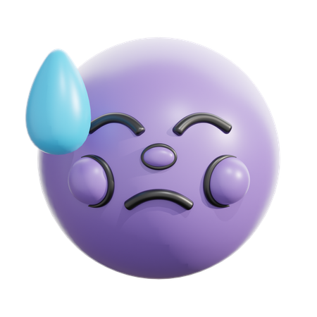 Cara abatida con sudor  3D Icon