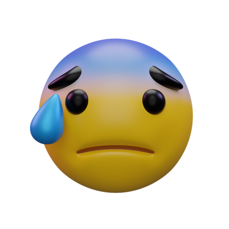 Cara ansiosa con sudor  3D Icon