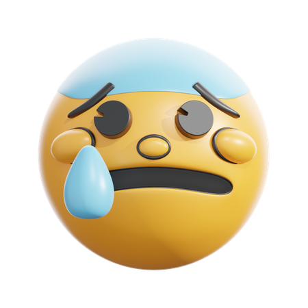 Cara ansiosa con sudor  3D Icon