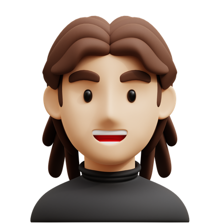 Cara de cabelo comprido  3D Icon