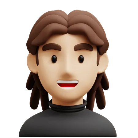 Cara de cabelo comprido  3D Icon