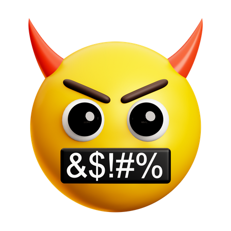 Cara de diablo enojado con palabras duras  3D Icon