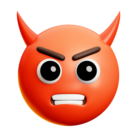 Cara de diablo enojado con dientes mordidos  3D Icon