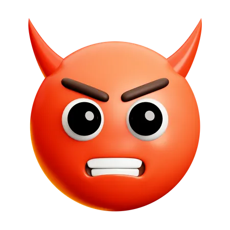 Cara de diablo enojado con dientes mordidos  3D Icon