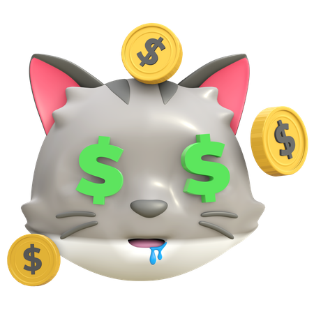 Cara de dinheiro de gato  3D Icon