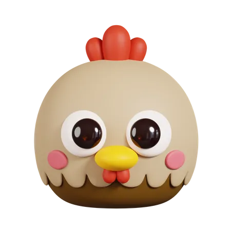 Cara de gallina gallina  3D Emoji