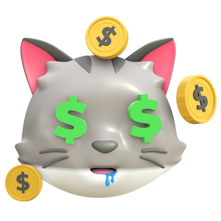 Cara de dinheiro de gato  3D Emoji