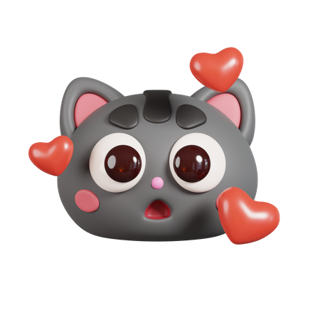 Cara de gato con emoji de corazón  3D Emoji
