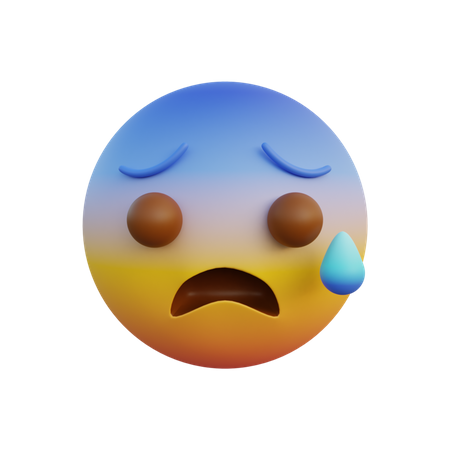 Cara de medo, boca aberta e suor frio  3D Emoji