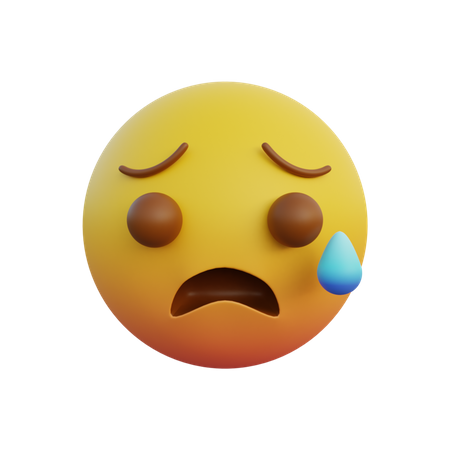 Cara decepcionada pero aliviada con sudor frío.  3D Emoji