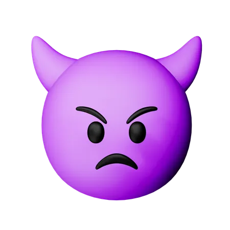 Emoji de cara enojada con cuernos  3D Icon