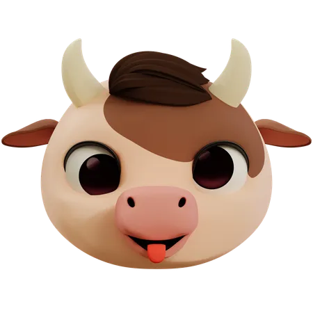 Emoji de cara fea de vaca  3D Icon