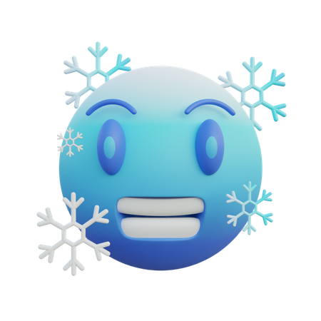 Cara fría y helada  3D Emoji