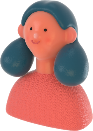 Cara lateral de niña  3D Icon