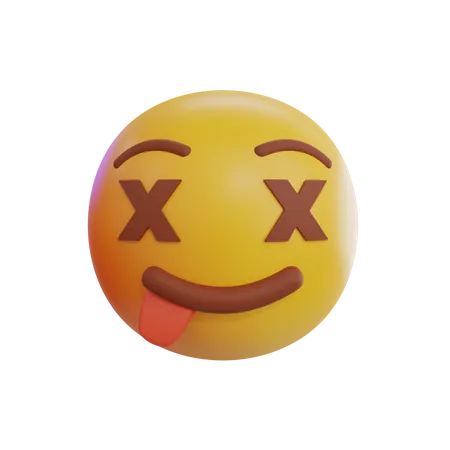 Emoji con cara muerta y lengua fuera.  3D Icon