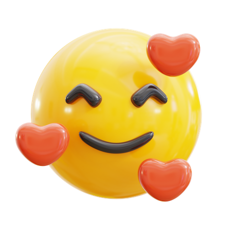 Cara sonriente con corazon  3D Icon