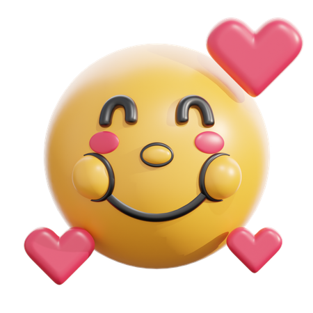 Cara sonriente con corazones  3D Icon