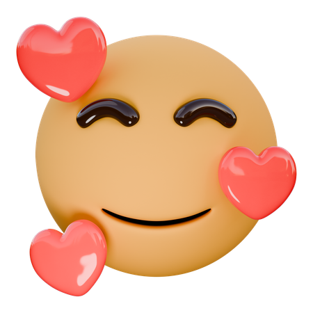 Cara sonriente con corazones  3D Icon