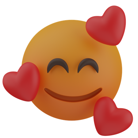 Cara sonriente con corazones  3D Icon