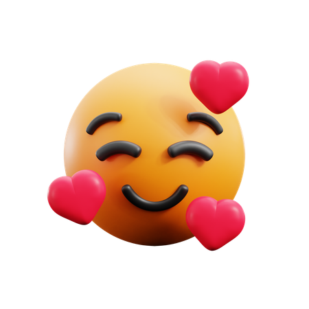 Cara sonriente con corazones  3D Icon