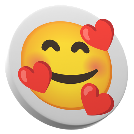 Cara sonriente con corazones  3D Icon