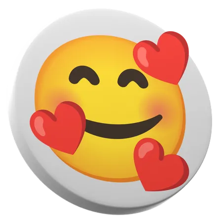 Cara sonriente con corazones  3D Icon