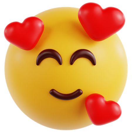 Cara sonriente con corazones  3D Icon