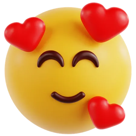 Cara sonriente con corazones  3D Icon