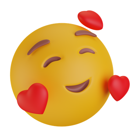 Cara sonriente con corazones  3D Emoji