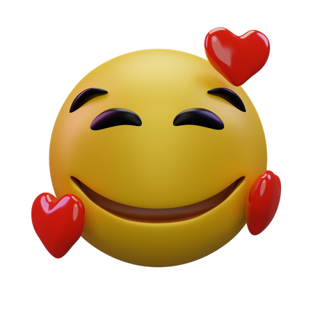 Cara sonriente con corazones  3D Icon