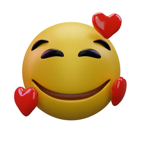 Cara sonriente con corazones  3D Icon