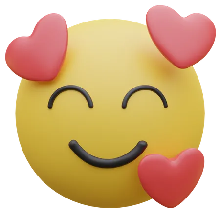 Cara sonriente con corazones  3D Icon