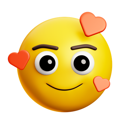 Cara sonriente con corazones  3D Icon