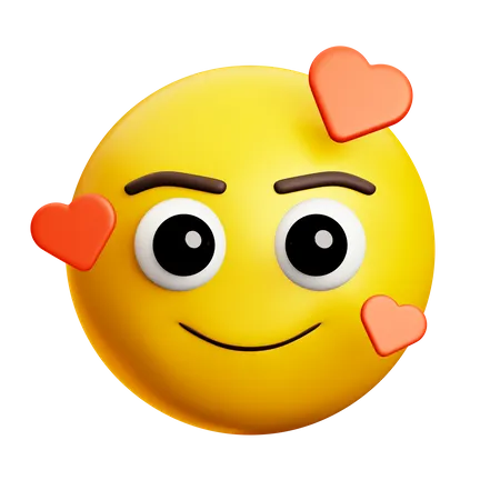 Cara sonriente con corazones  3D Icon