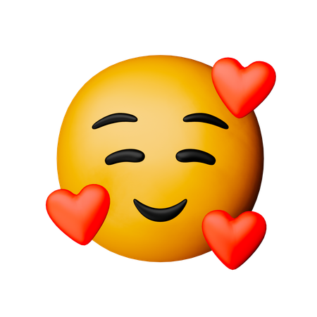 Cara sonriente con emoji de corazones  3D Icon