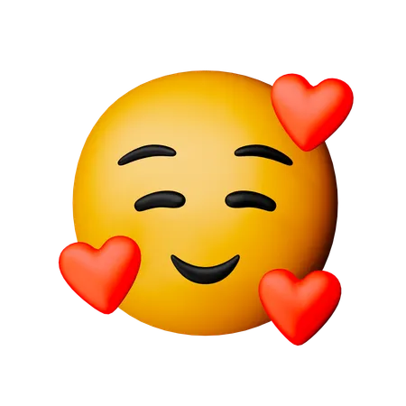 Cara sonriente con emoji de corazones  3D Icon