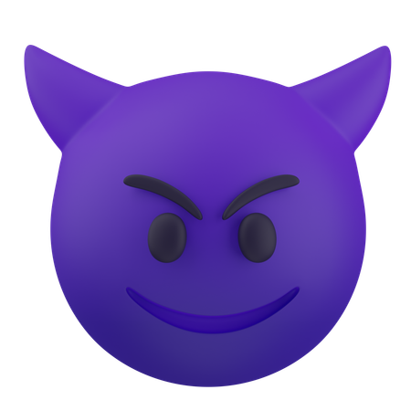 Cara sonriente con cuernos  3D Icon