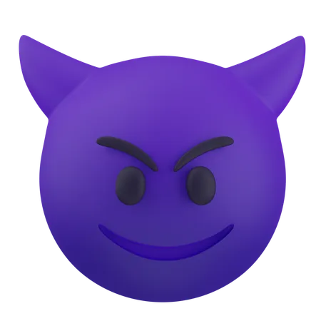 Cara sonriente con cuernos  3D Icon