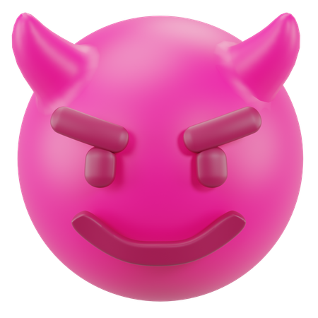 Cara sonriente con cuernos  3D Icon