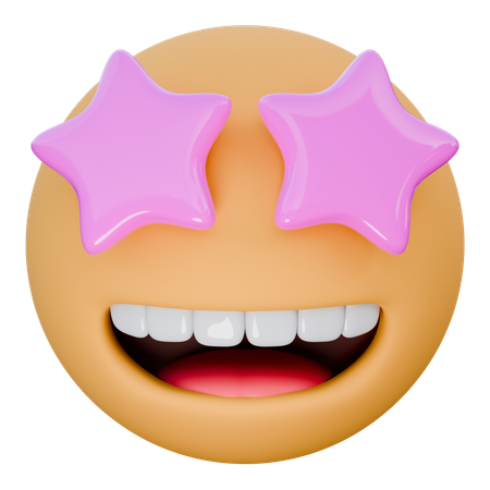 Cara sonriente con ojos de estrella  3D Icon