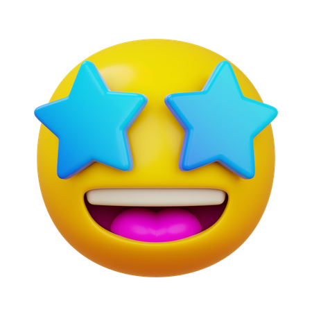 Cara sonriente con ojos de estrella  3D Icon