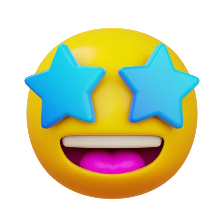 Cara sonriente con ojos de estrella  3D Icon