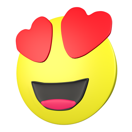 Cara sonriente con ojos en forma de corazón  3D Icon