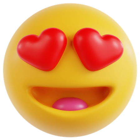 Cara sonriente con ojos en forma de corazón  3D Icon