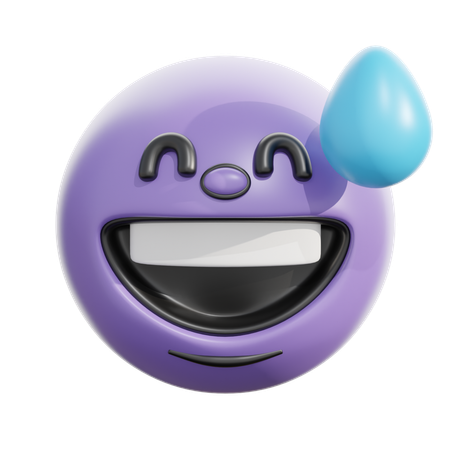 Cara sonriente con sudor  3D Icon